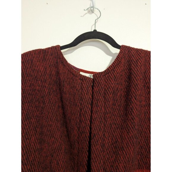 VTG Robben Alexander NY Red Purple Black Wool Plaid Long Fringe Duster Coat Med - Picture 2 of 14